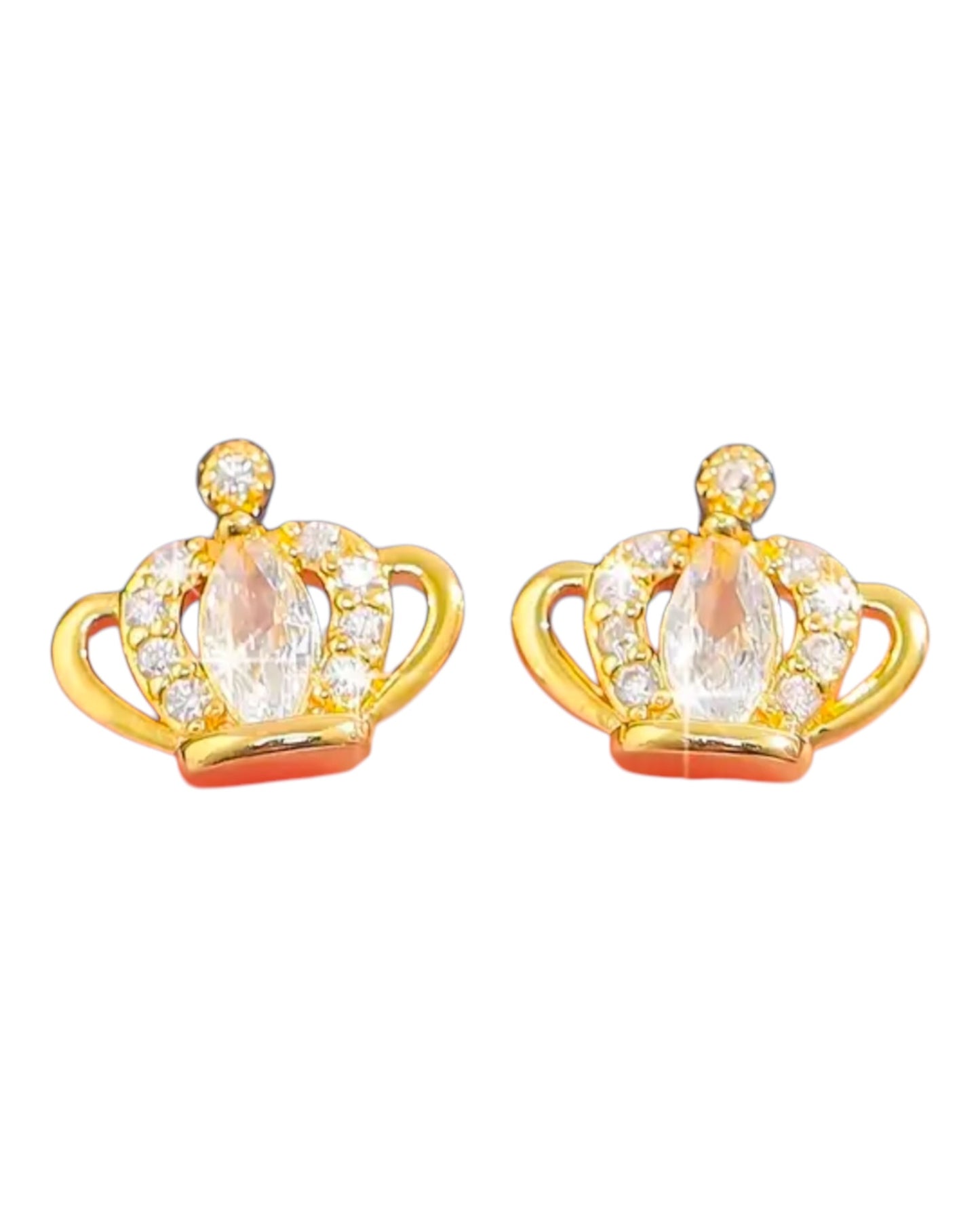 Diamond Crown Stud Earring - Gold