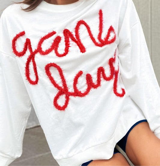 Game Day Red Tinsel Sweatshirt