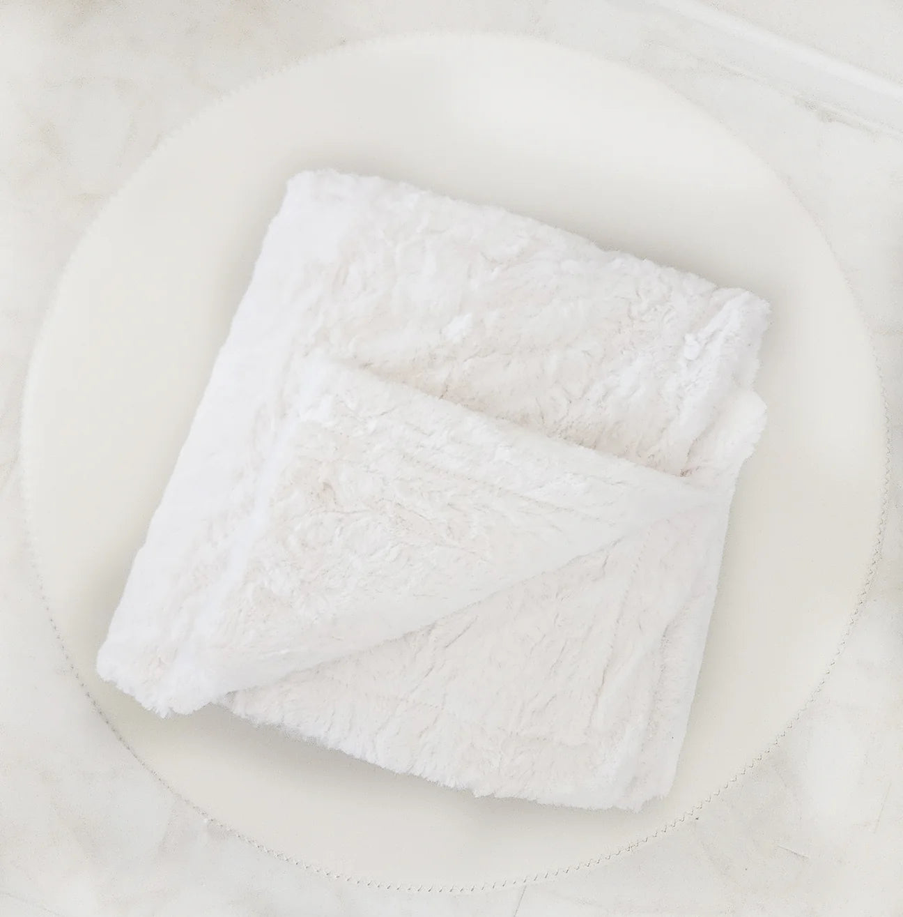 White 60 X 72 Minky Faux Fur Blanket