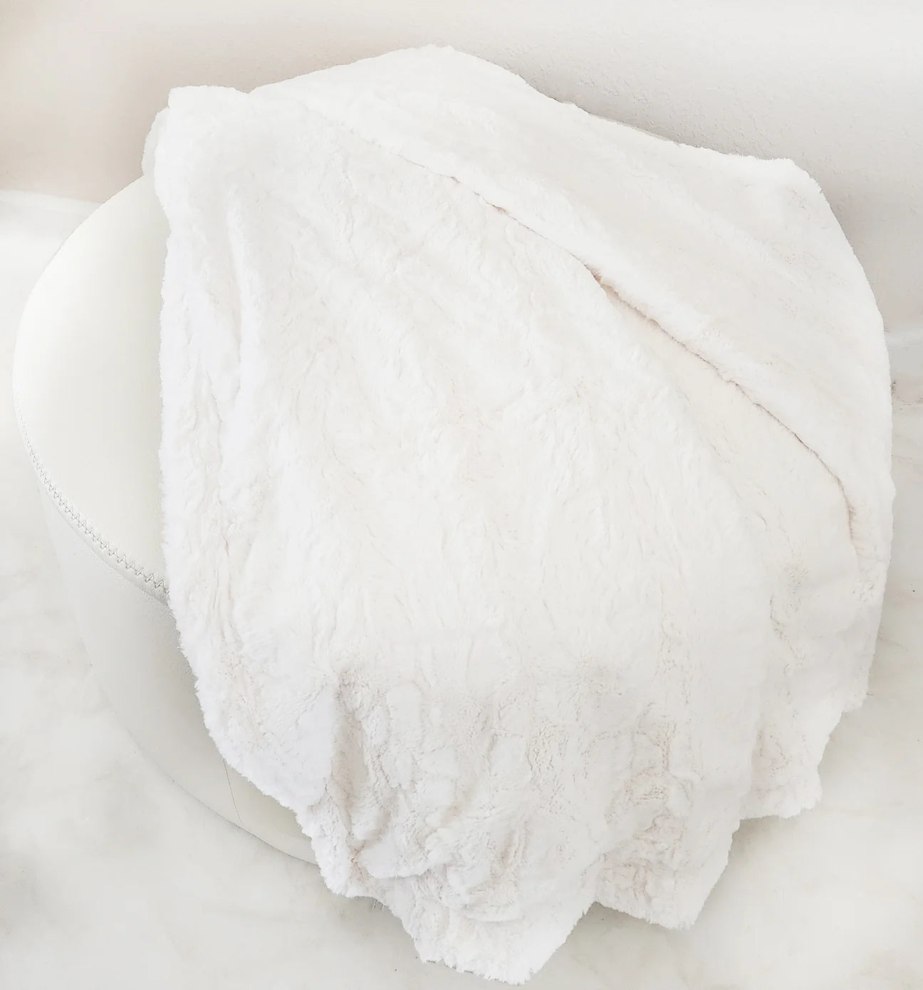 White 60 X 72 Minky Faux Fur Blanket