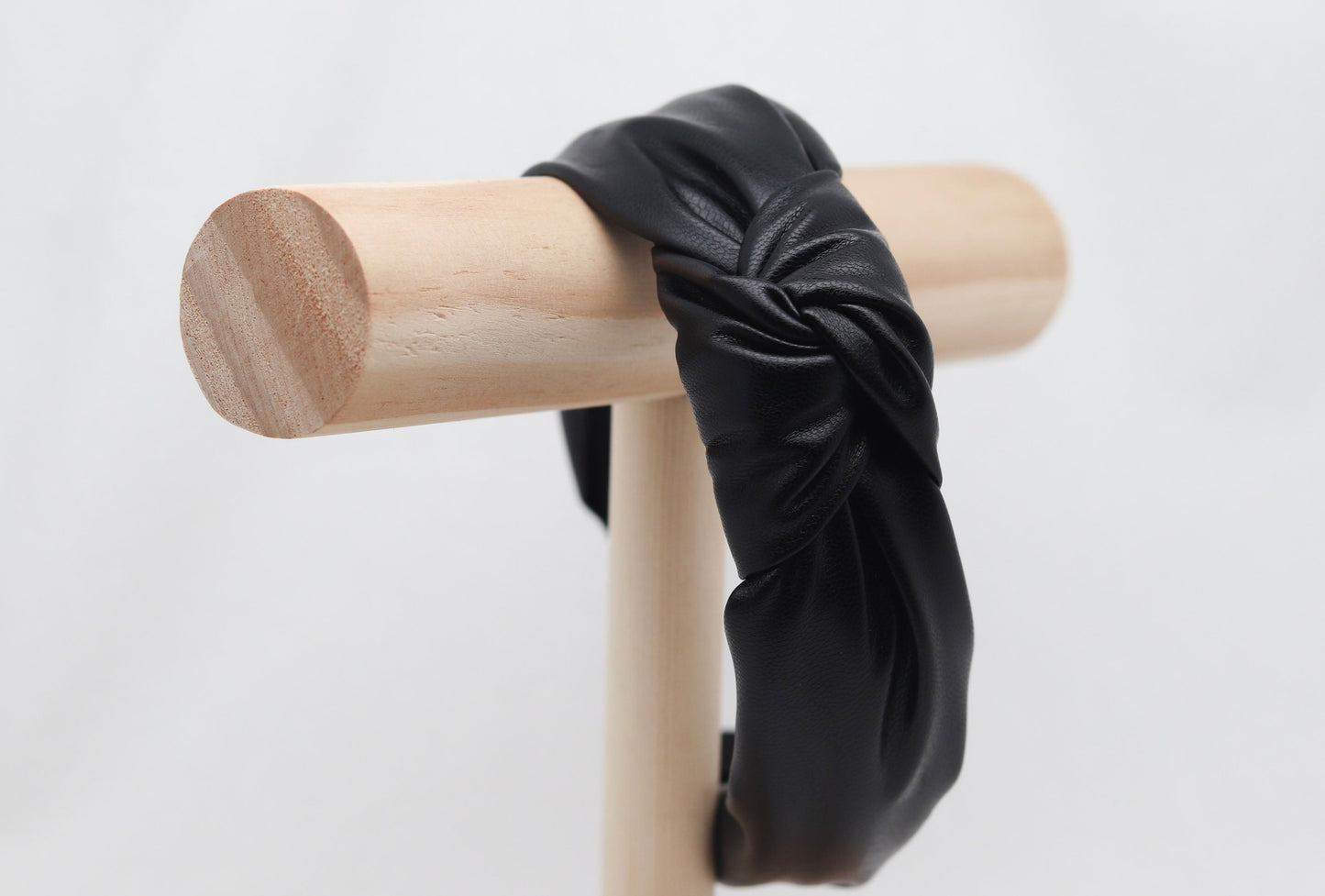 Black Faux Leather Top Knot Headband