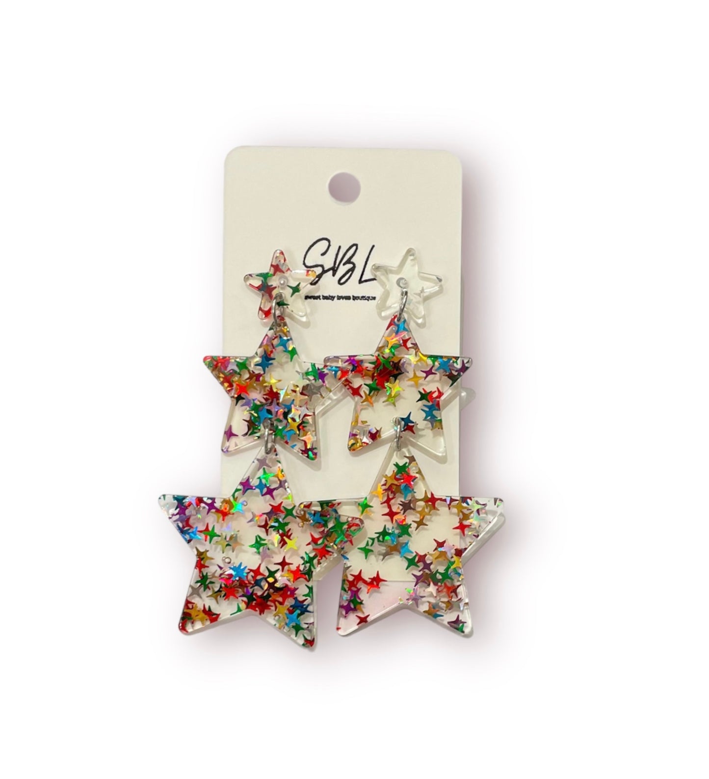 Glitter Star Drop Earrings