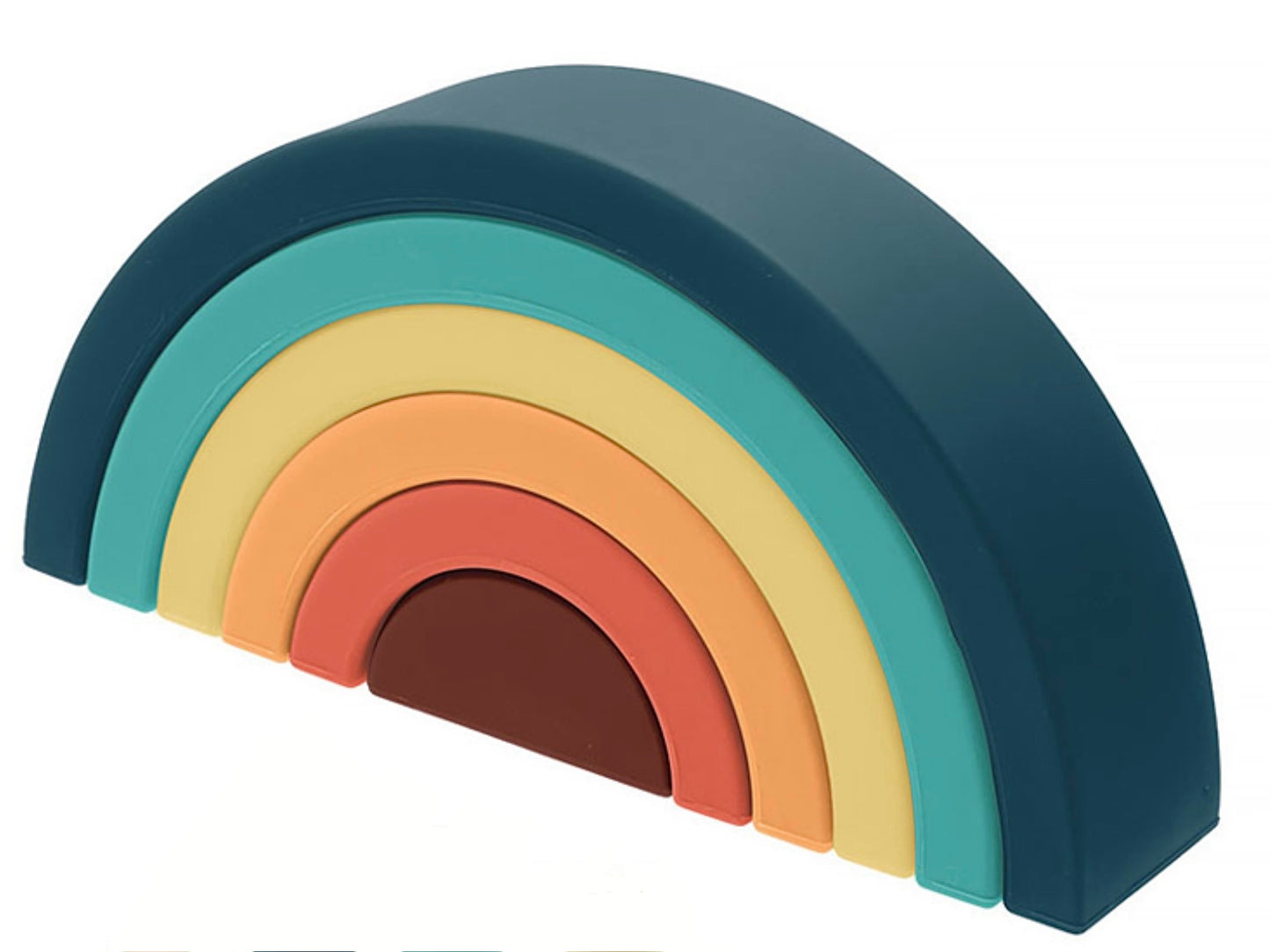 6 Piece Baby Rainbow Silicone Building Block Sensory Play Set