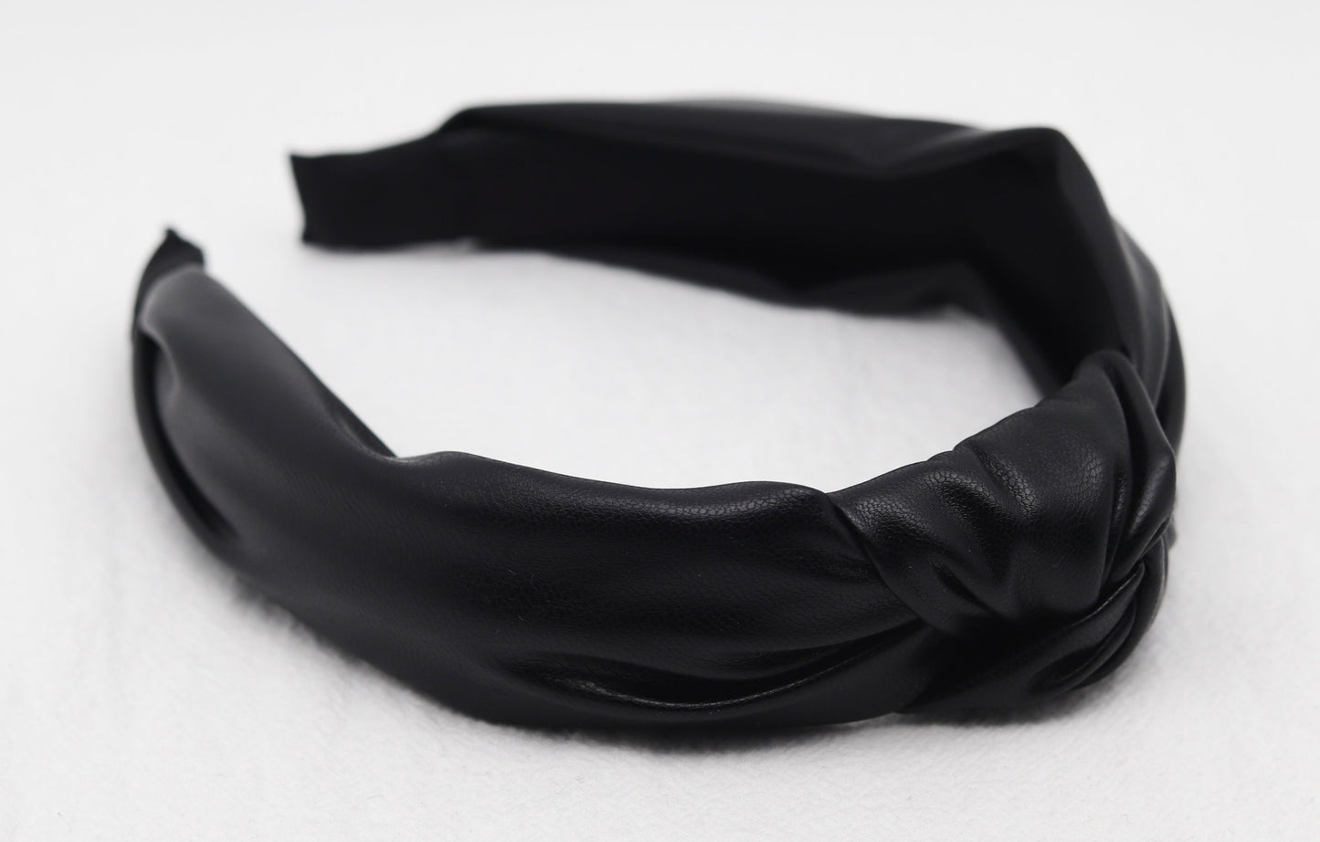 Black Faux Leather Top Knot Headband