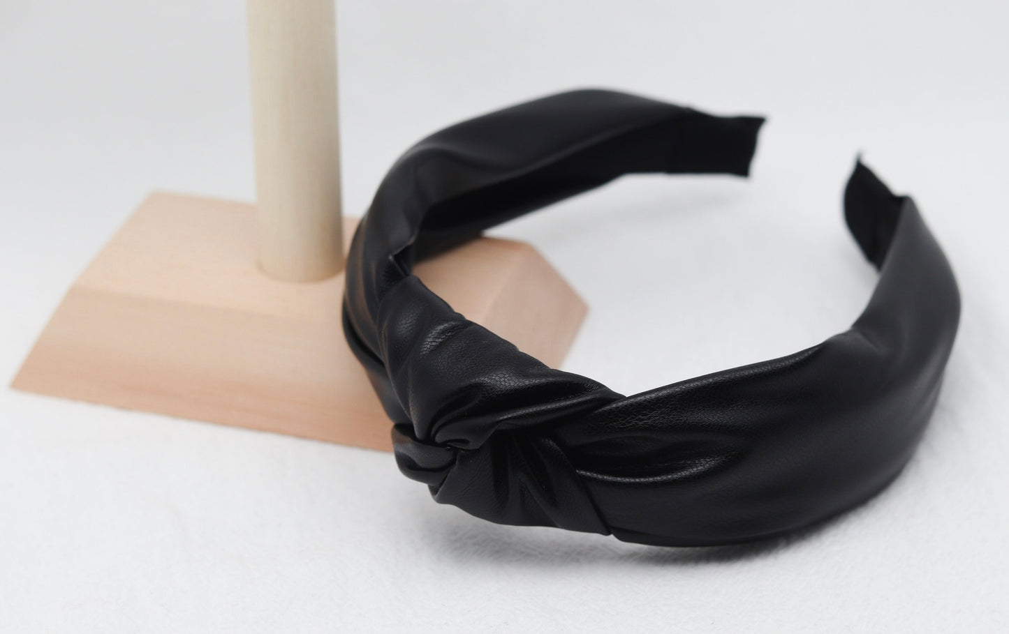 Black Faux Leather Top Knot Headband
