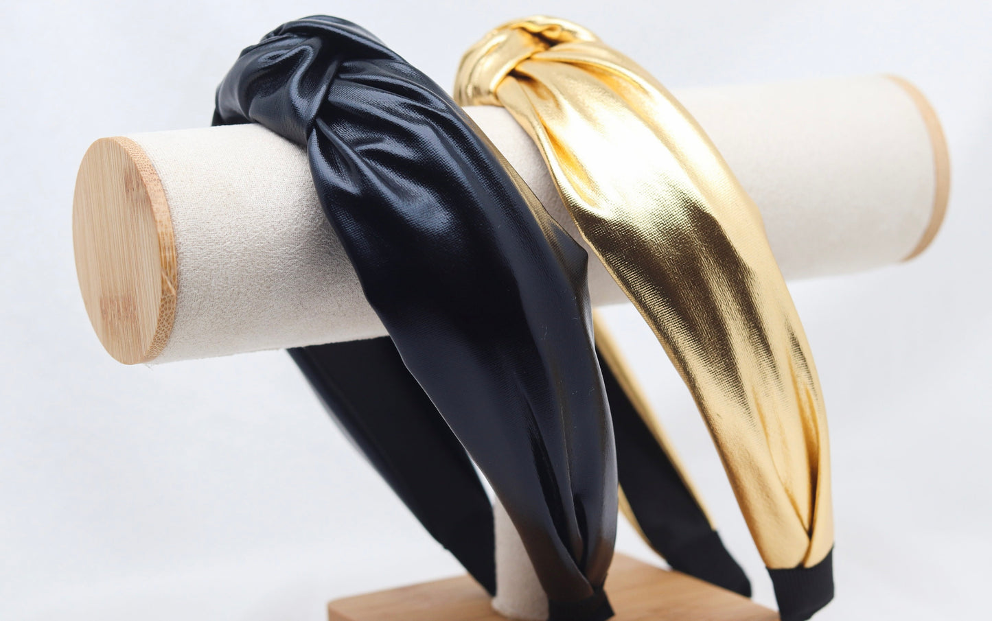 Black Faux Leather Top Knot Headband