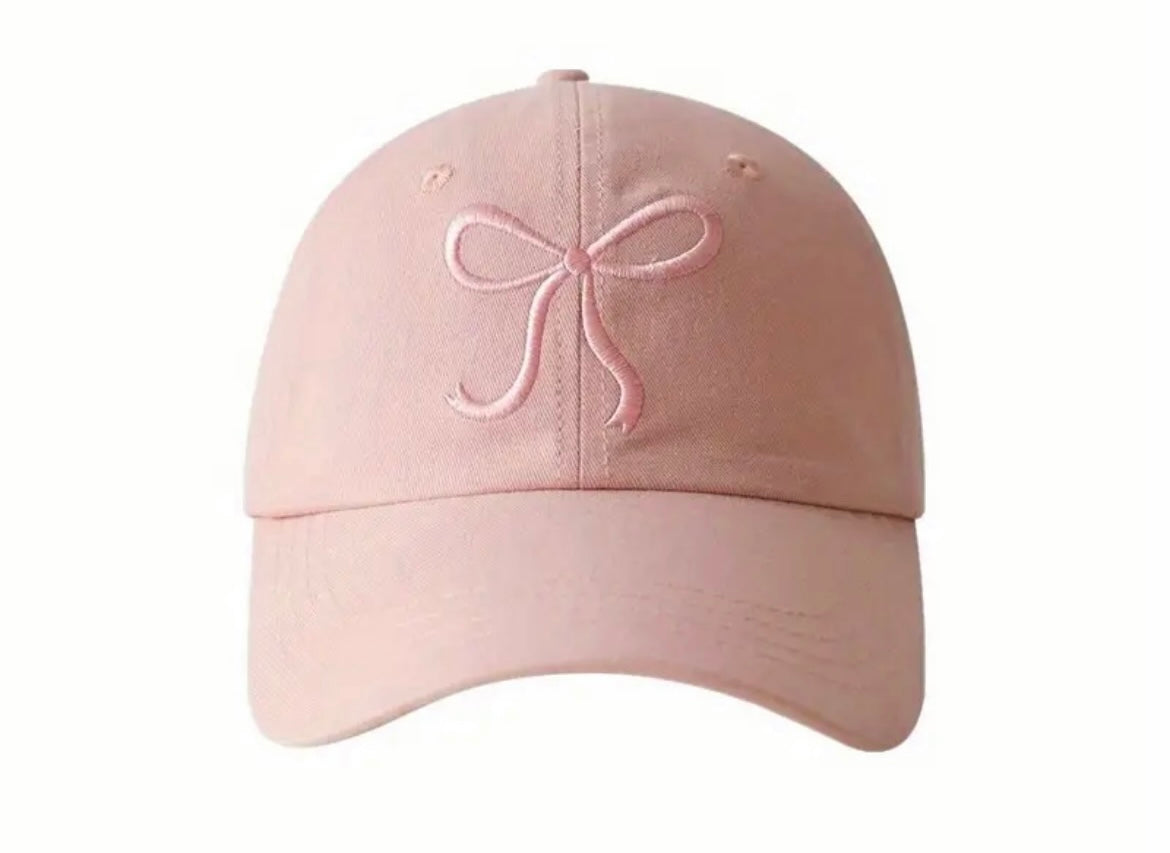 Embroidered Bow Baseball Cap (beige)