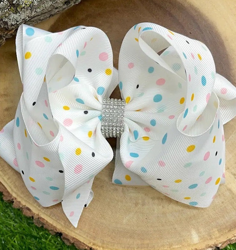 Pastel Polka Dot Bedazzled Bow