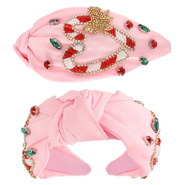 Candy Cane Heart Jeweled Headband