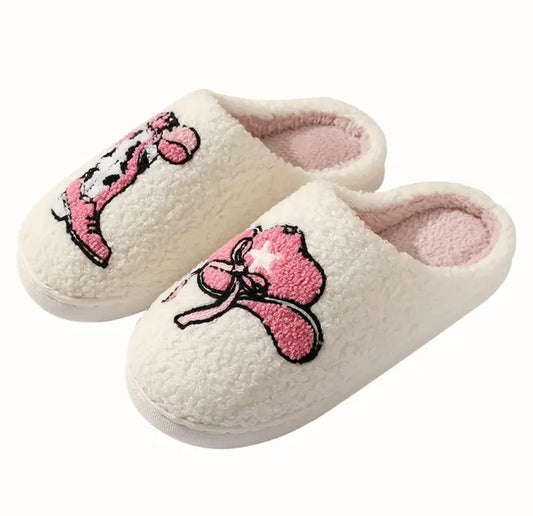 Boots & Bows Pink Sherpa Slippers