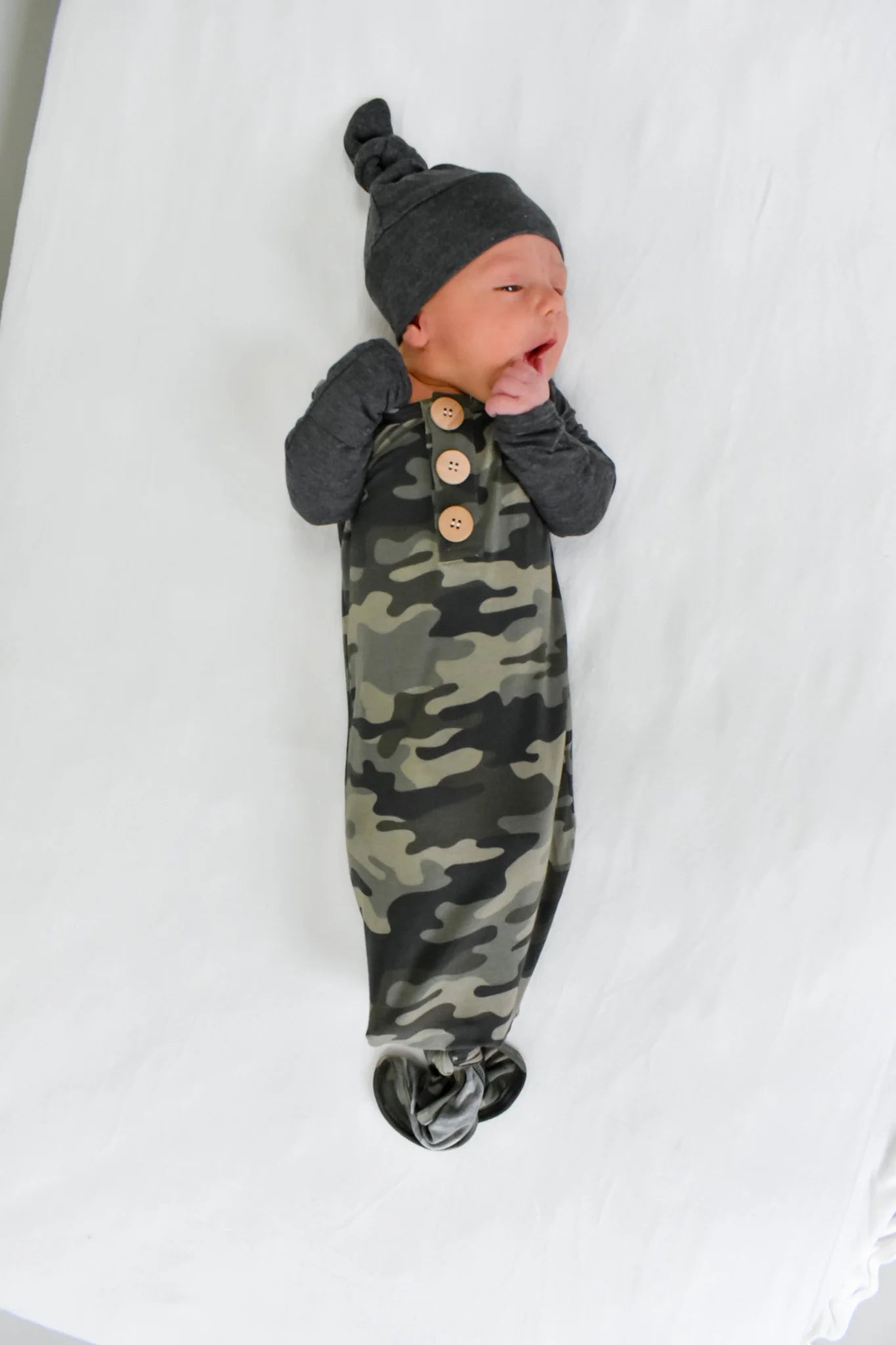 Camouflage Knot Gown & Hat Set