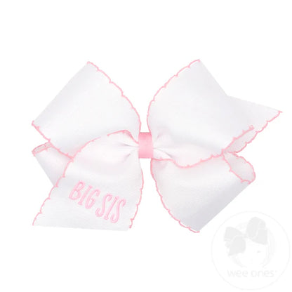 "Big Sis" Grosgrain Embroidered Bow (6.5")