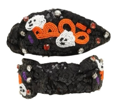 ‘BOO!’ Jeweled Sequin Headband