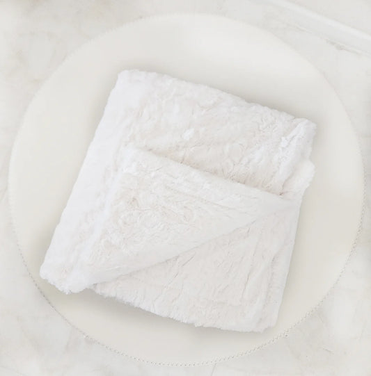 White 60 X 72 Minky Faux Fur Blanket
