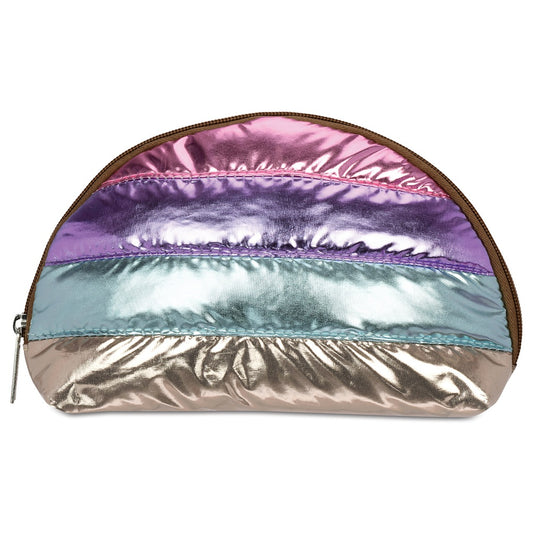 Icy Color Block Puffer Oval Cosmetic Bag