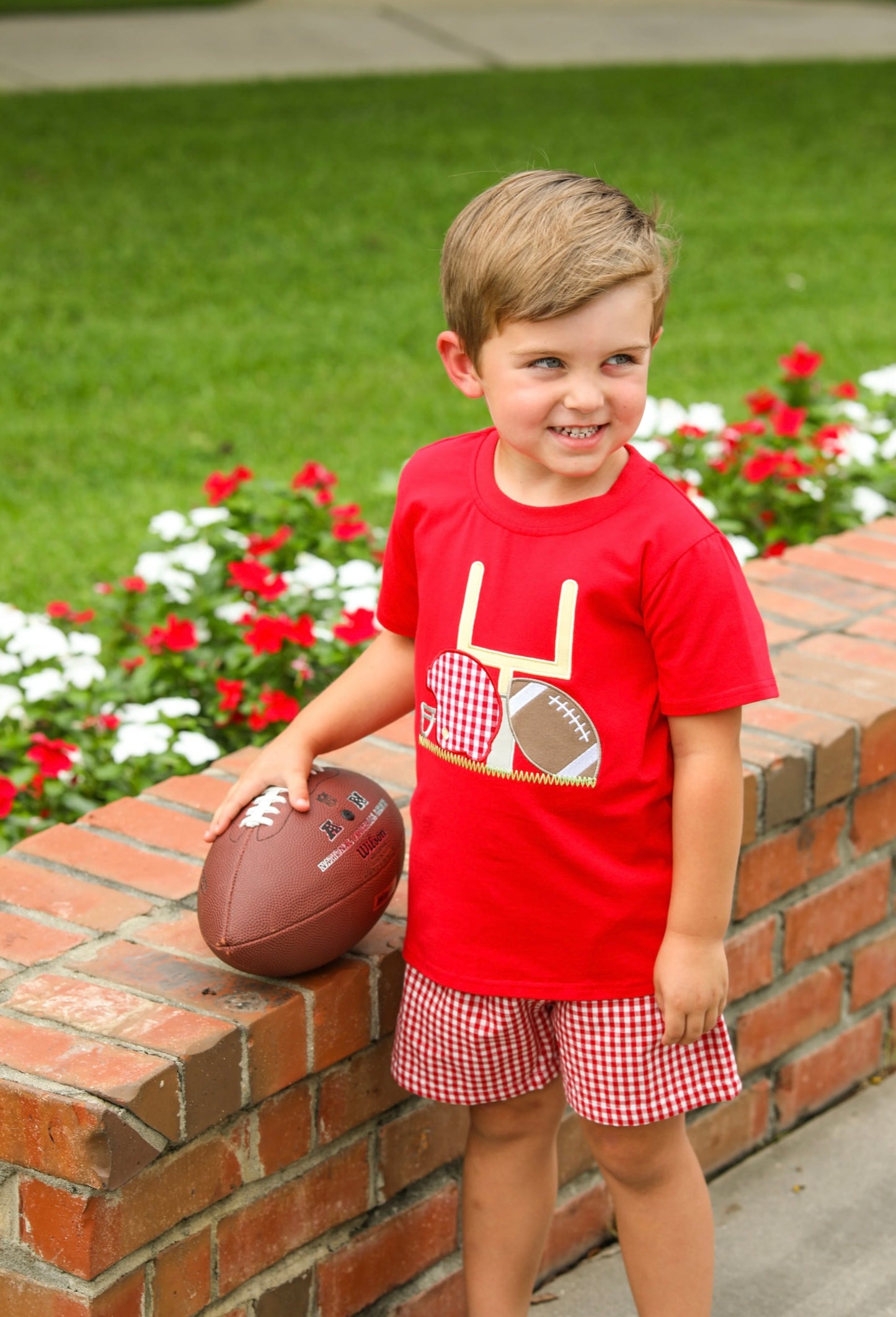 Smocked Gingham Shorts - Red