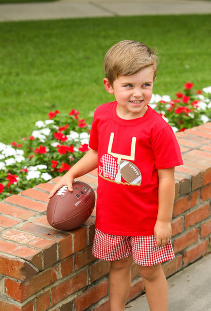 Smocked Gingham Shorts - Red