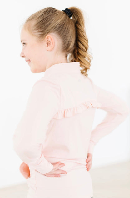 Zen Pink Full-Zip Ruffle Active Jacket