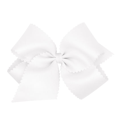 King Grosgrain Hair Bow Scalloped Edge - Pearl