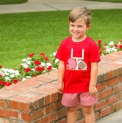 Smocked Gingham Shorts - Red