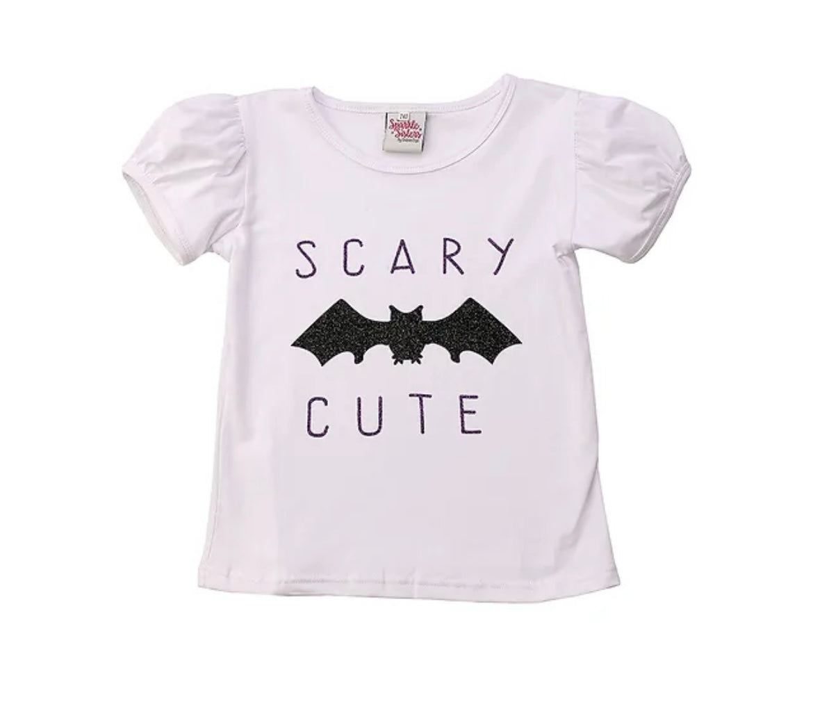 Scary Cute Sparkly Bat Puff Sleeve Top