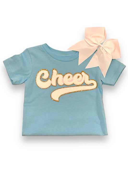 Cheer Sparkly Patch Tee - Teal