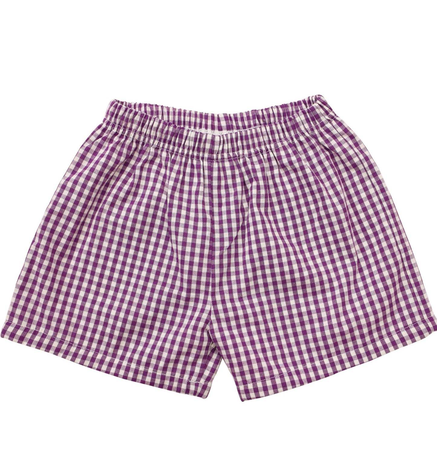 Smocked Gingham Shorts - Purple