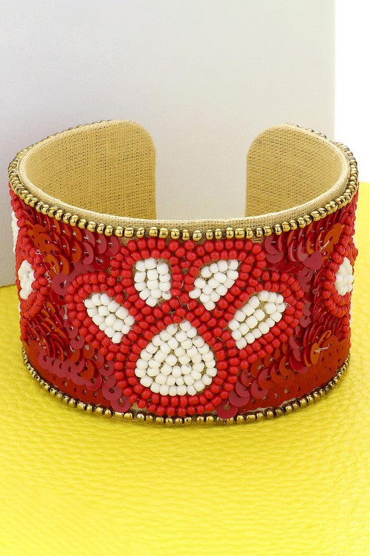 Paw Print Seed Bead Cuff