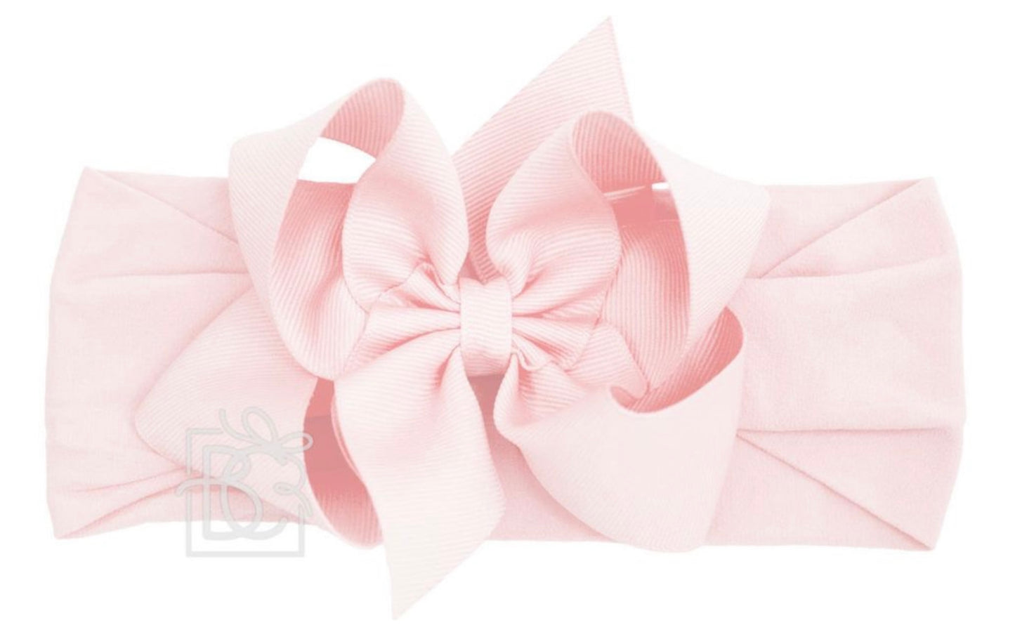 Pantyhose Headband With Classic Grosgrain Bow - Pink