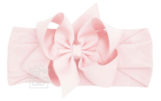 Pantyhose Headband With Classic Grosgrain Bow - Pink