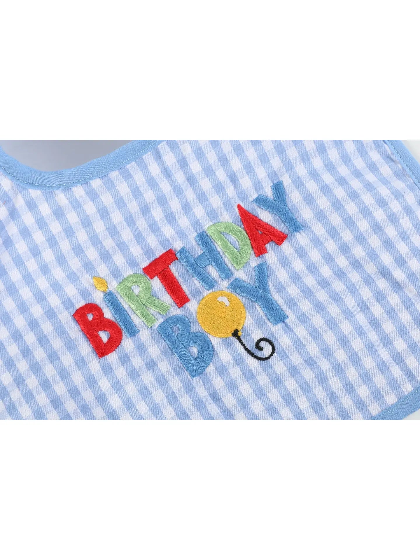 Gingham Birthday Boy Bib