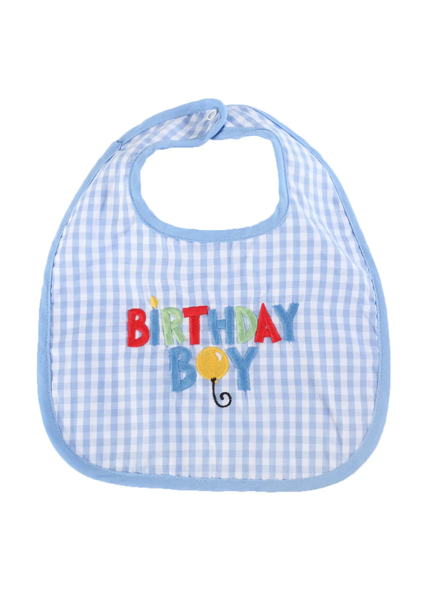 Gingham Birthday Boy Bib