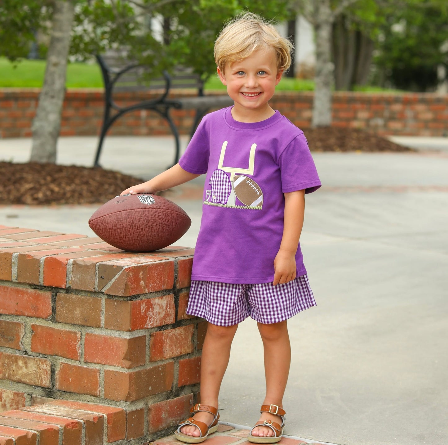 Smocked Gingham Shorts - Purple