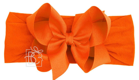 Pantyhose Headband With Classic Grosgrain Bow - Orange