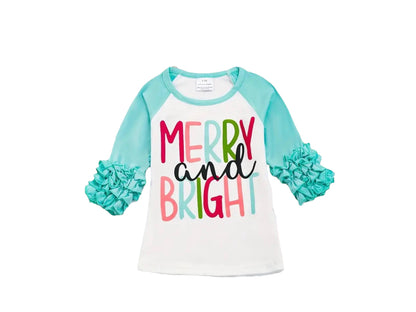 Merry & Bright Teal Icing Sleeve Top