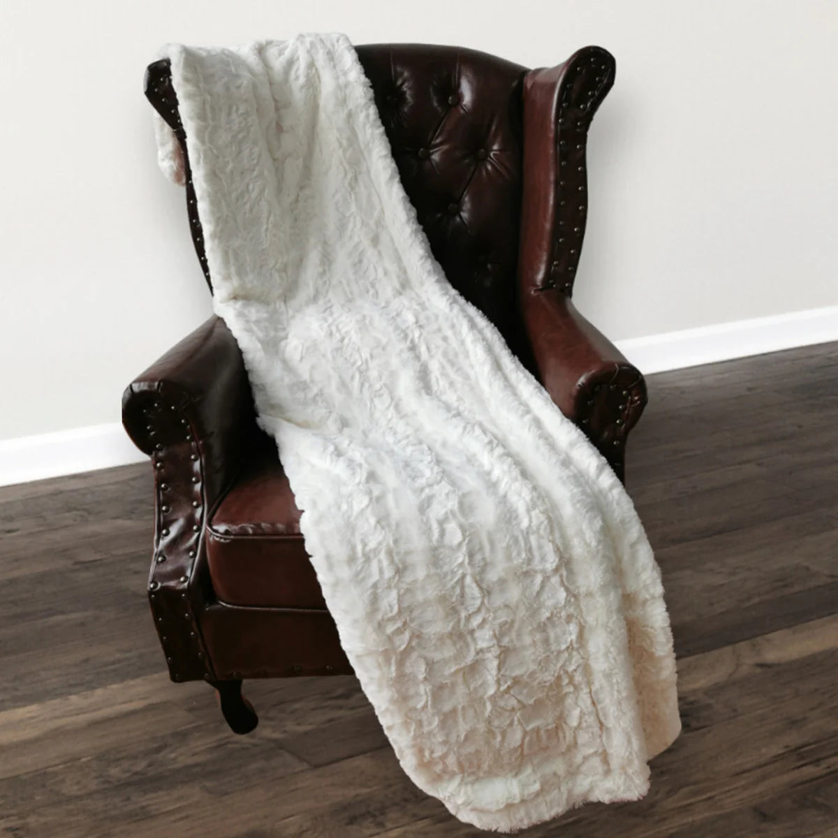 White 60 X 72 Minky Faux Fur Blanket