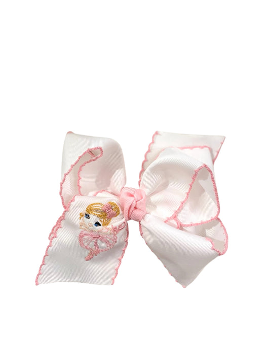 Ballerina Pink Embroidered Jumbo Bow