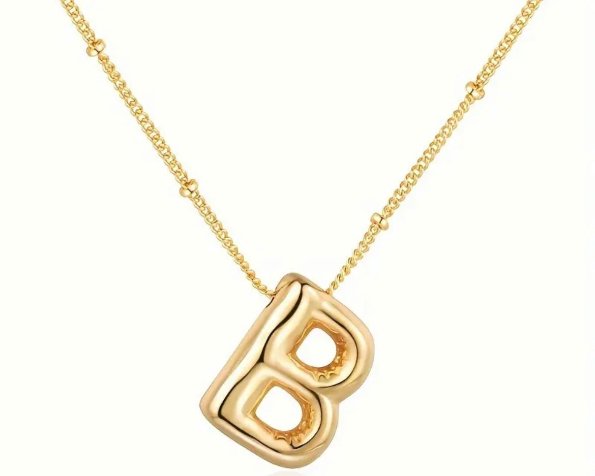 Initial Bubble Pendant Necklace