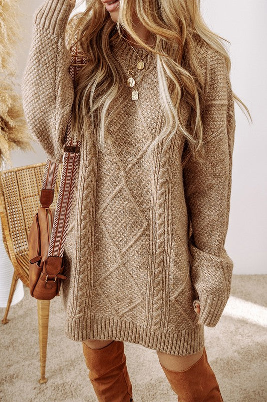 Holly Cable Knit Loose Fit Sweater Dress