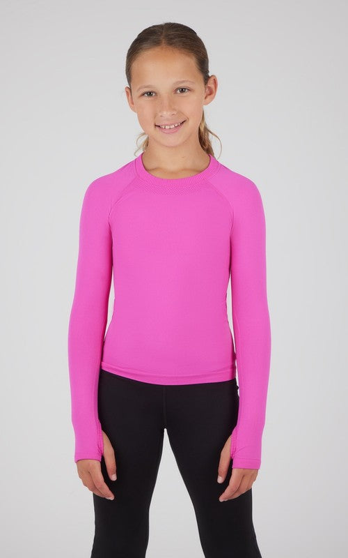 Seamless Ribbed Long Sleeve Active Top - Rose Violet