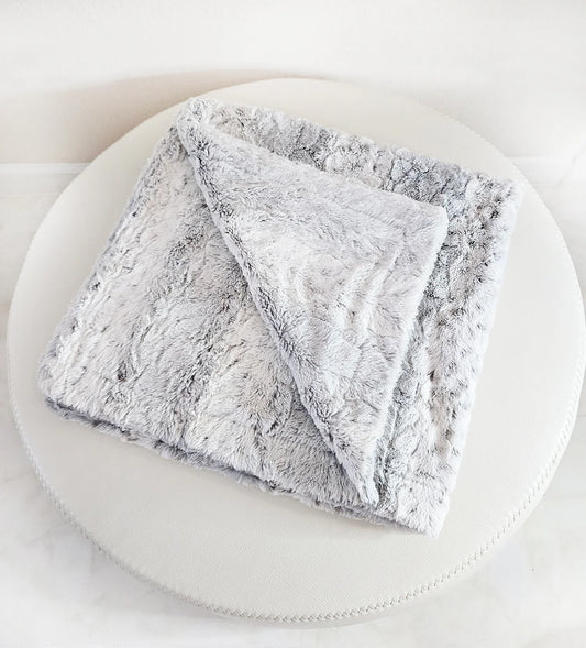 Grey Snow Leopard 60 X 72 Minky Faux Fur Blanket