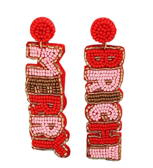 Merry & Bright Seed Bead Earrings - Red/Pink