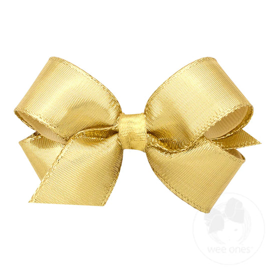 Mini Metallic Overlay Bow - Gold