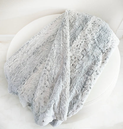 Grey Snow Leopard 60 X 72 Minky Faux Fur Blanket