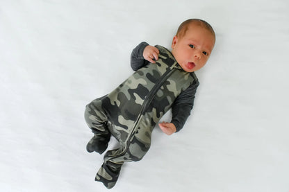 Camouflage Bamboo Zip Footie