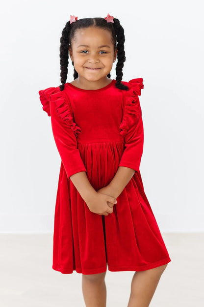 Rudolph Red Velvet Ruffles Twirl Dress