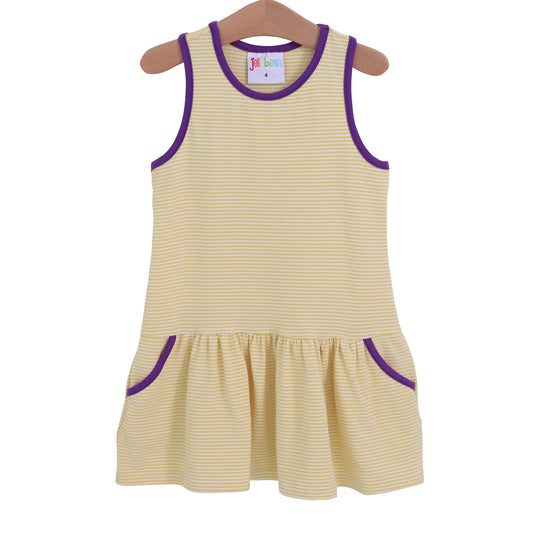 Bow Back Cheer Dress - Purple/Gold