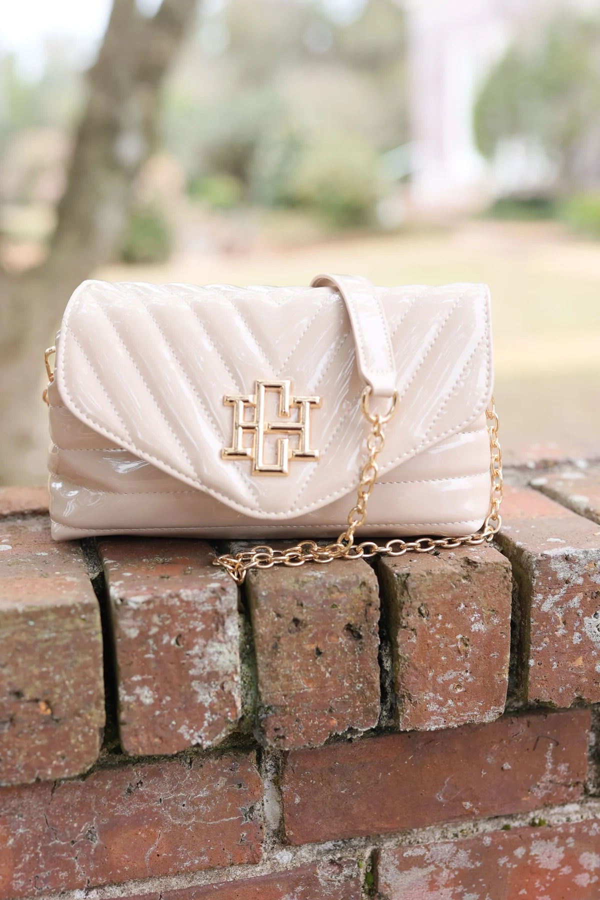 Brandy Cream Patent Crossbody Bag