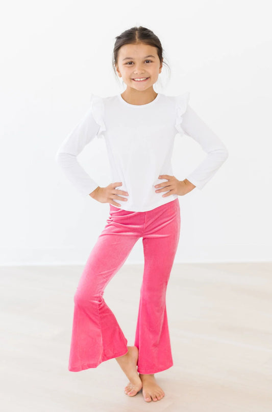 Watermelon Pink Ribbed Velvet Bells